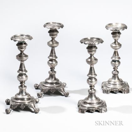 Two Pairs of Silver Candlesticks