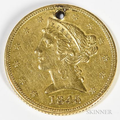 1845 $5 Liberty Head Gold Coin