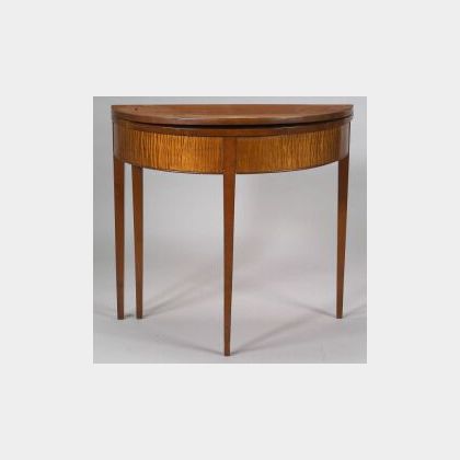 Federal Cherry and Tiger Maple Demi-lune Card Table