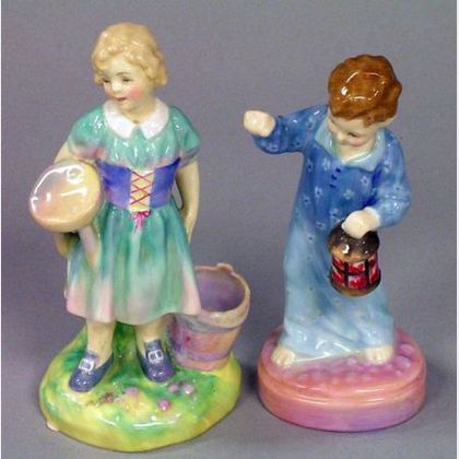 Royal Doulton Porcelain Figures "My Pretty Maid" and "Wee Willie Winkie,"