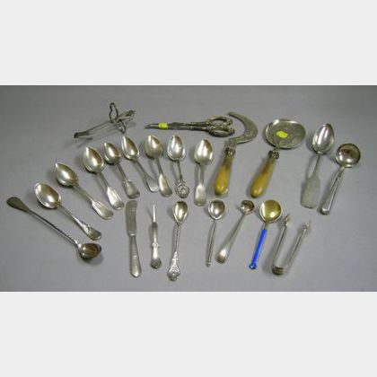 Fourteen Pieces of Assorted Silver Plated Flatware, Seven Sterling and a Coin Silver Flatware Pieces