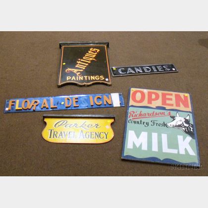 Five Assorted Mid-20th Century Trade and Advertising Signs
