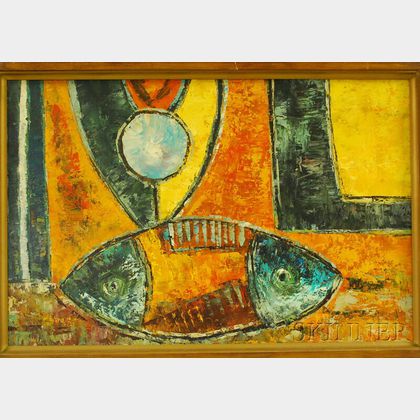 American School, 20th Century Abstract with Fish