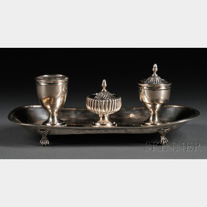 Coin Silver Inkstand