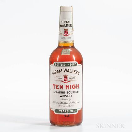 Hiram Walker 10 High 5 Years Old 1958, 1 4/5 quart bottle 