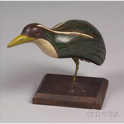 Carved and Painted Green Heron Figure