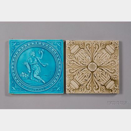Two Decorated Tiles: Minton