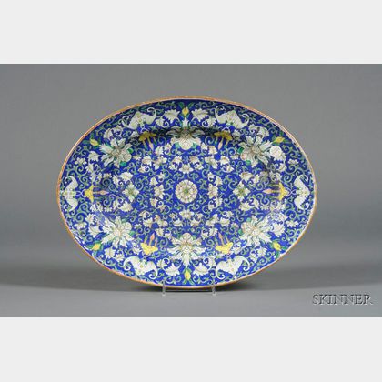Chinese Export Famille Bleu Porcelain Platter