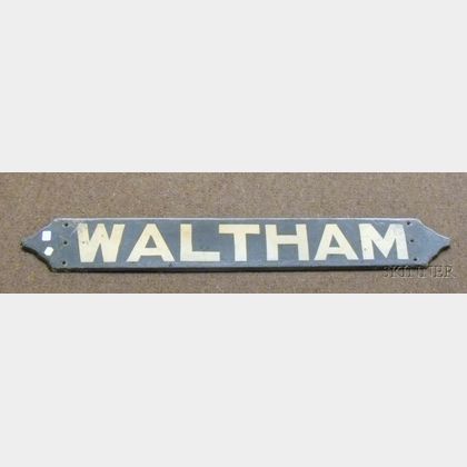 Painted Wooden "Waltham" Train/Bus Stop Sign