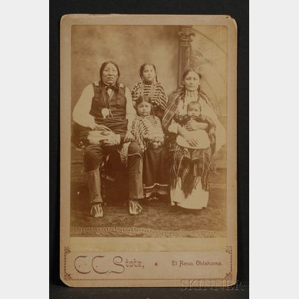 Cabinet Card of a Comanche Chief and Family