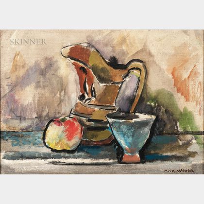 Max Weber (American, 1881-1961) Still Life with Apple, Jug, and Cup