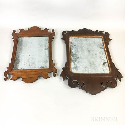 Two Small Chippendale Mahogany Scroll-frame Mirrors