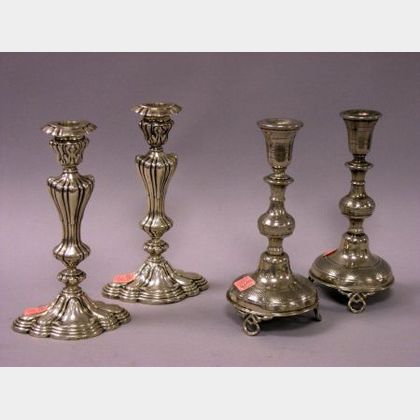 Pair of Reed & Barton Sterling Silver Candlesticks and a Pair of Polish Silver Plated Candlesticks. 