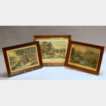 Framed Currier & Ives and Two Framed N. Currier Hand-colored Lithographs
