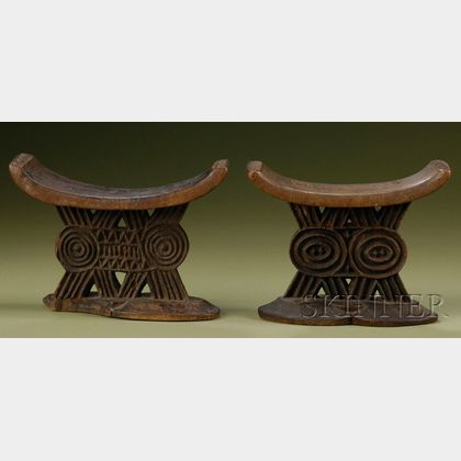 Two African Carved Wood Neck Rests