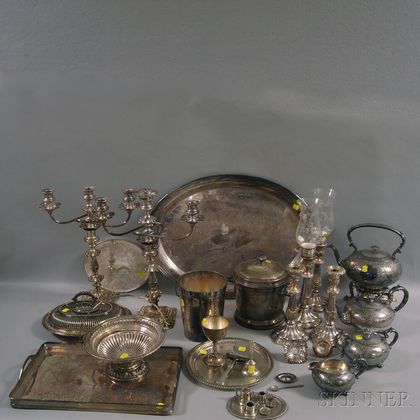 Large Group of Ornate Silver-plated Tableware