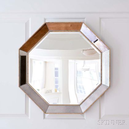 Gilt-gesso and Glass Octagonal Mirror