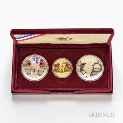 1984-W Los Angeles Olympics Commemorative Three-coin Proof Set