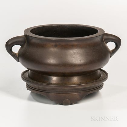 Bronze Bombe Censer and a Stand