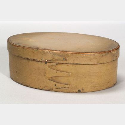 Painted Pine and Maple Covered Oval Box
