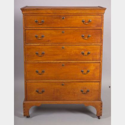 Tiger Maple and Maple Chippendale Tall Chest of Drawers