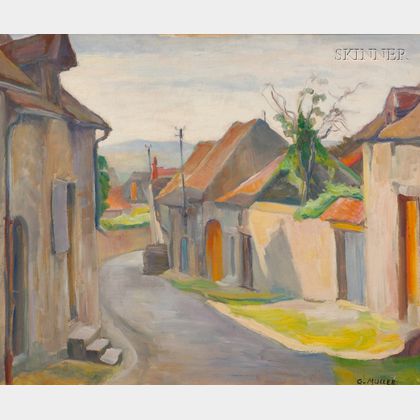 French School, 20th Century Lot of Two French Village Streets