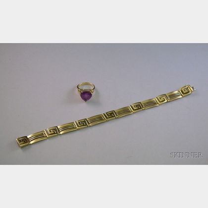 S.A. Kitsinian 14kt Gold Bracelet and a 10kt Gold and Amethyst Ring. 