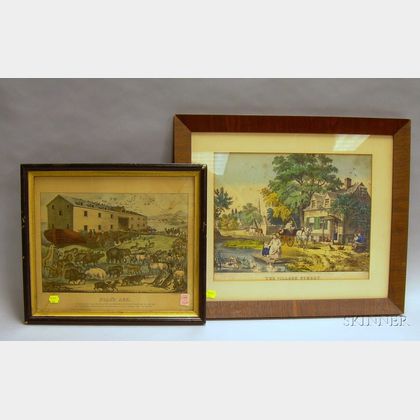 Framed N. Currier and a Framed Currier & Ives Hand-colored Lithographs