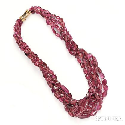 Pink Tourmaline Bead Necklace