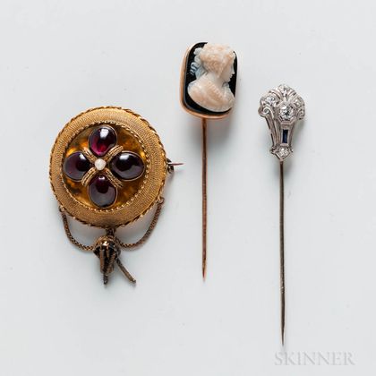 Two Stickpins and a Brooch
