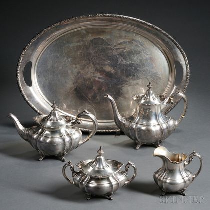 Assembled Five-piece American Sterling Silver Tea and Coffee Service