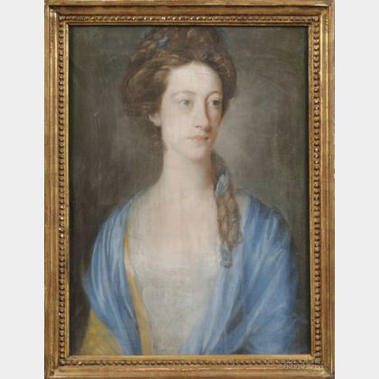 School of John Downman (British, 1750-1824) Lady in a Blue Shawl