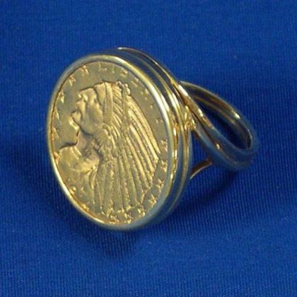 1914 Liberty Indian Head Five-Dollar Coin Mounted as a Ring. 