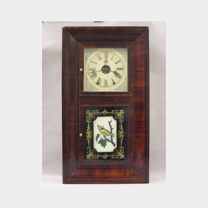 Waterbury Clock Co. Mahogany Veneer Ogee Shelf Clock