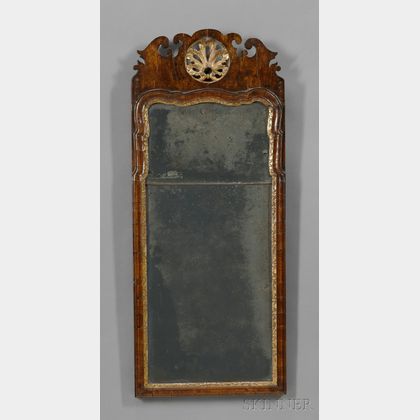 Queen Anne Carved Walnut and Gilt-gesso Mirror