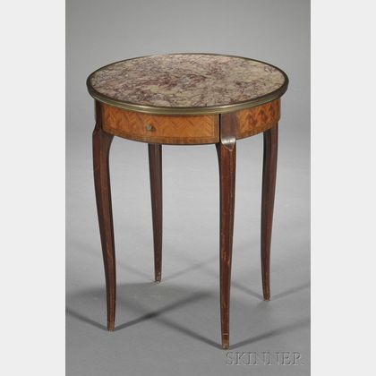 Louis XVI-style Marble-top Single-drawer Side Table