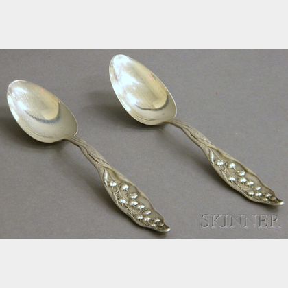 Pair of Whiting "Lily of the Valley" Pattern Sterling Silver Serving Spoons