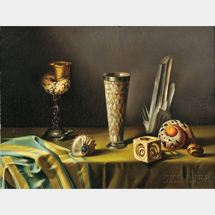 Fernand Renard (French, b. 1912) Still Life with Shells and Goblets