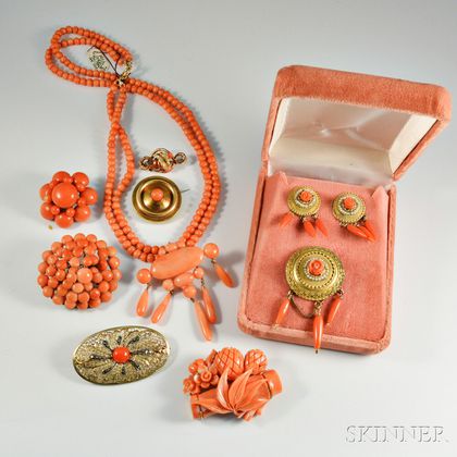Group of Victorian Coral Jewelry