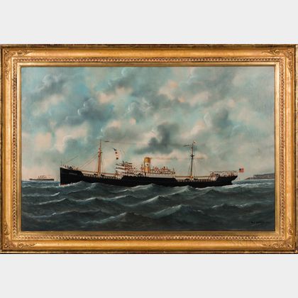 Edward Adam (American, act. Late 19th/Early 20th Century) Portrait of the Steamship Antinous