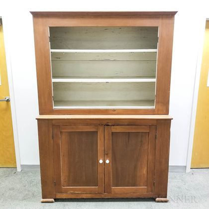 Large Country Pine Two-part Cupboard