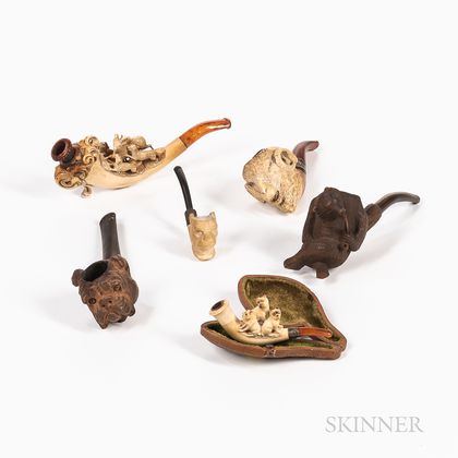 Six Pipes with Animal-form Bowls