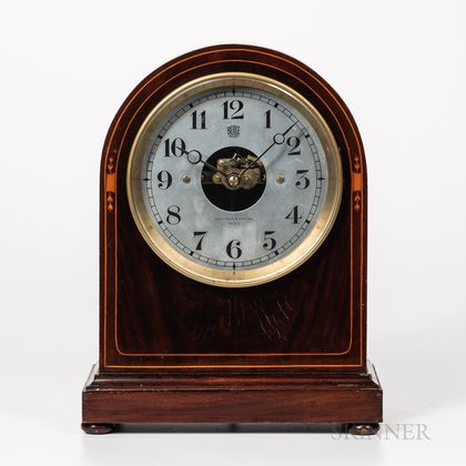Bulle Electro-Mechanical Inlaid Mahogany Mantel Clock