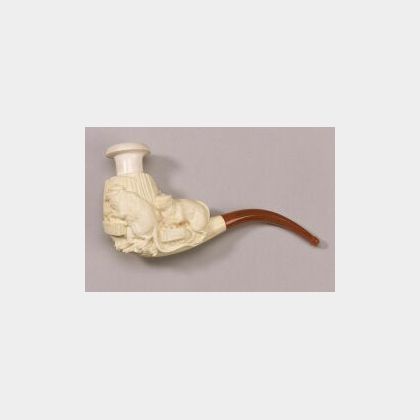 Meerschaum Pipe Carved with &#34;Wind in the Willows&#34; Scene