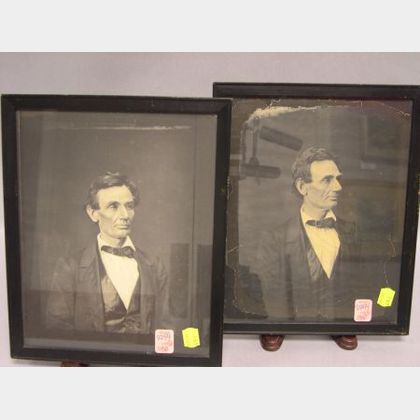 Two Framed Reproduction Portrait Photographs of Abraham Lincoln. 
