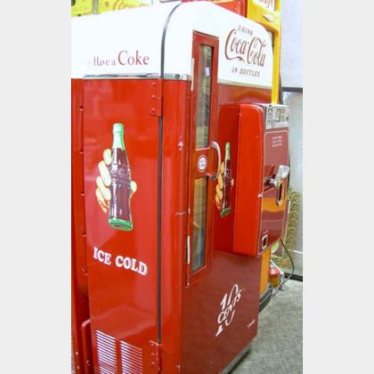 Vintage Coca-Cola Painted and Transfer Labeled Metal .10 Bottle Vending Machine
