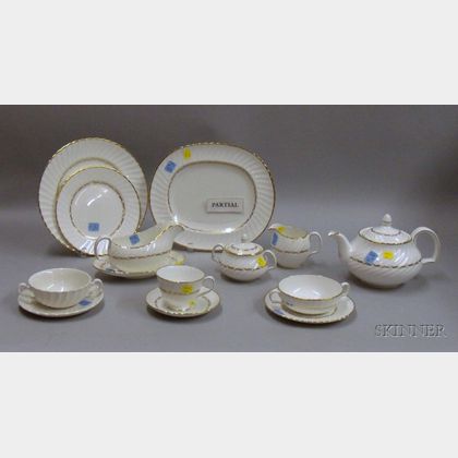 Approximately 121-piece Royal Adderley Orleans Pattern Porcelain Partial Dinner Set. 