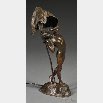 Margaret Hoard (American, 1879-1944) Bronze Figural Boudoir Lamp Depicting a Sleepy Woodland Nymph