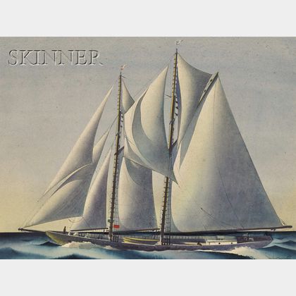 Sandor Bernath (American, 1892-1984) Lot of Two Scenes of Sailing Yachts: Yacht Racing