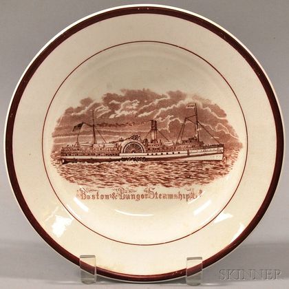 Boston Bangor Steamship Co. Transfer-decorated Ironstone Dining Room Soup Plate